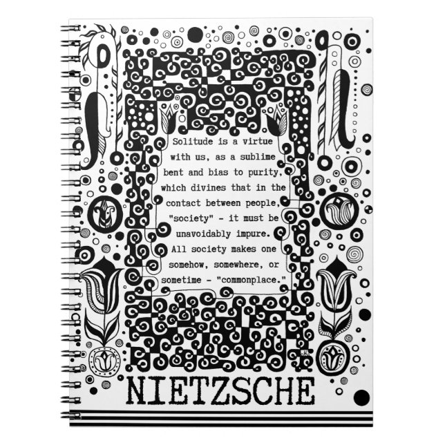 Carnet La solitude est une citation de vertu de Nietzsche (Devant)