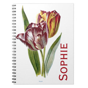 Carnet La tulipe vintage fleurit Personnalised