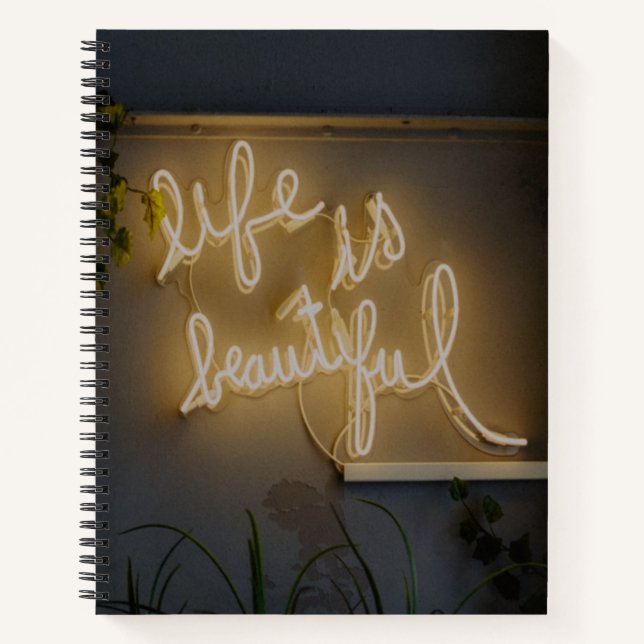 Carnet La vie est belle lumière néon (Devant)
