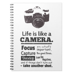 Carnet La vie est comme une citation d'appareil-photo,