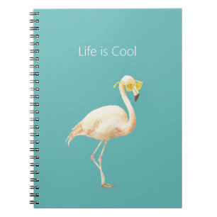 Carnet La vie est Cool Lunettes de soleil jaunes Flamant