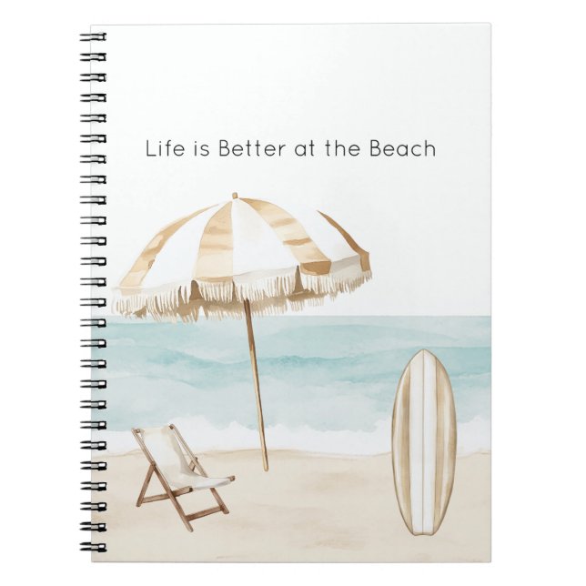 Carnet La vie est meilleure au parasol de plage planche d (Devant)