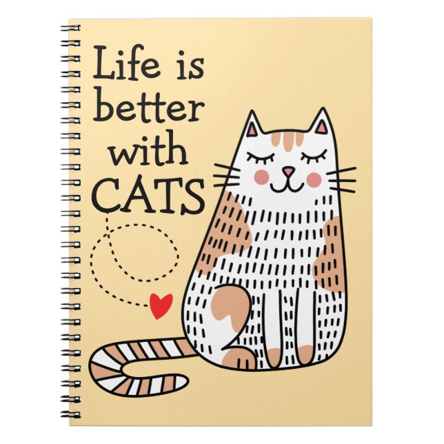 Carnet La vie est meilleure avec des chats Doodle (Devant)