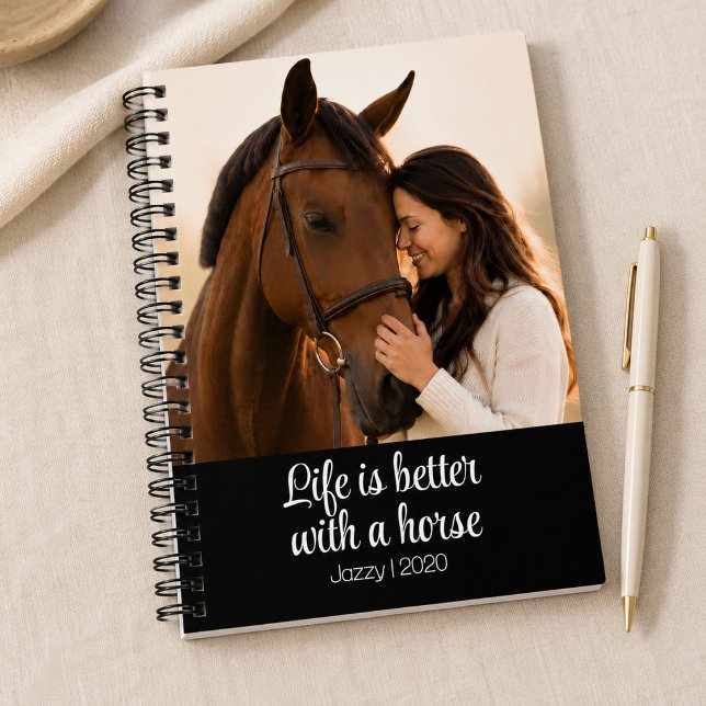 Carnet La vie est meilleure avec un cheval script monogra (Créateur téléchargé)