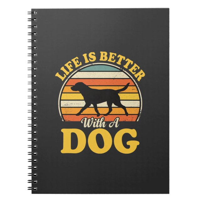 Carnet La vie est meilleure avec un chien rétro (Devant)