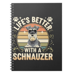 Carnet La vie est meilleure avec un Schnauzer Rétro amate