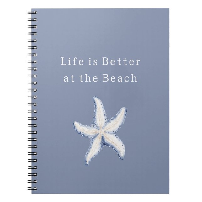 Carnet La vie est meilleure plage bleu blanc étoile de me (Devant)
