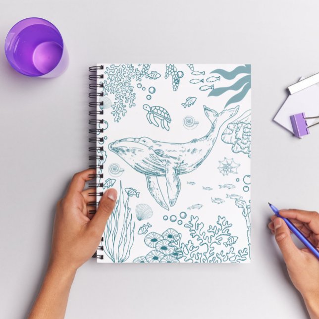 Carnet La vie marine dessinée à la main (Hand-drawn Marine Life Notebook. )