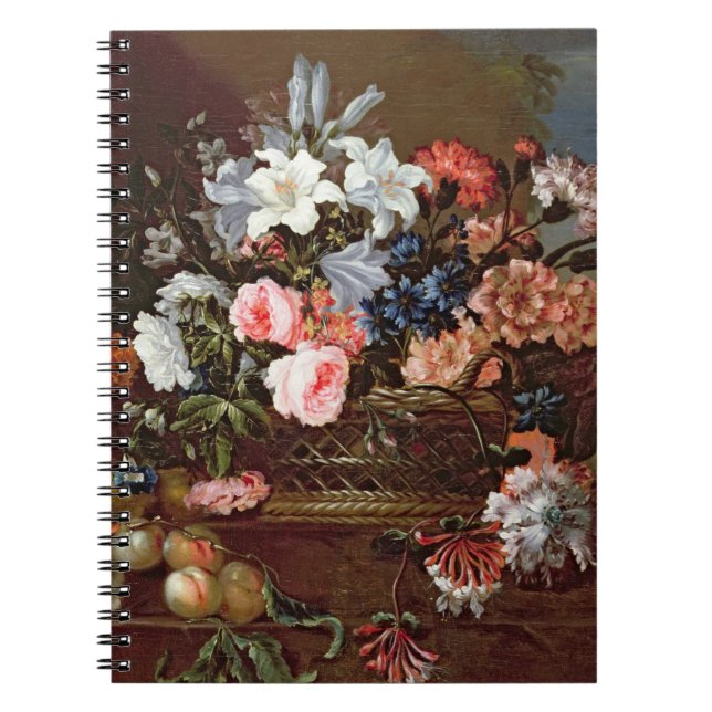 Carnet La vie toujours des fleurs dans un panier (Devant)