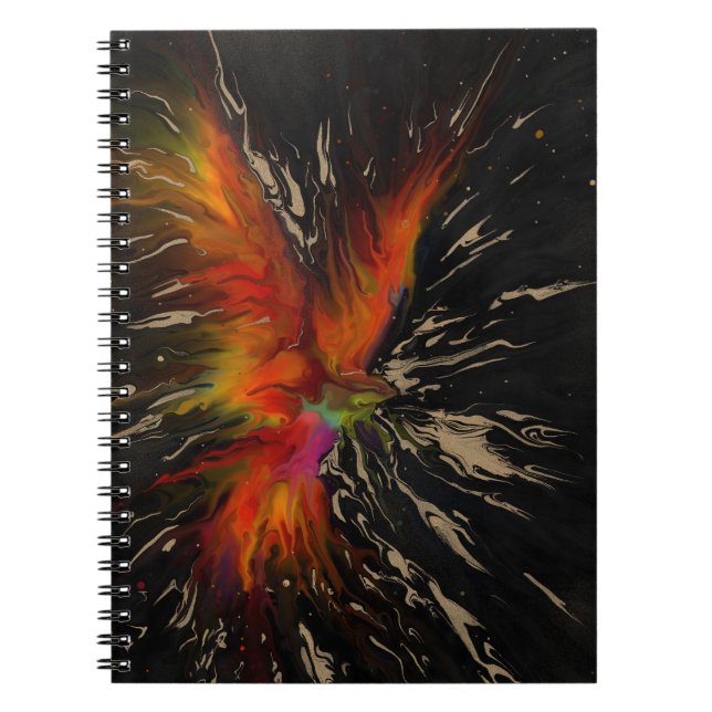 Carnet La Volée du Phénix – Renaissance Abstraite Ardente (Devant)