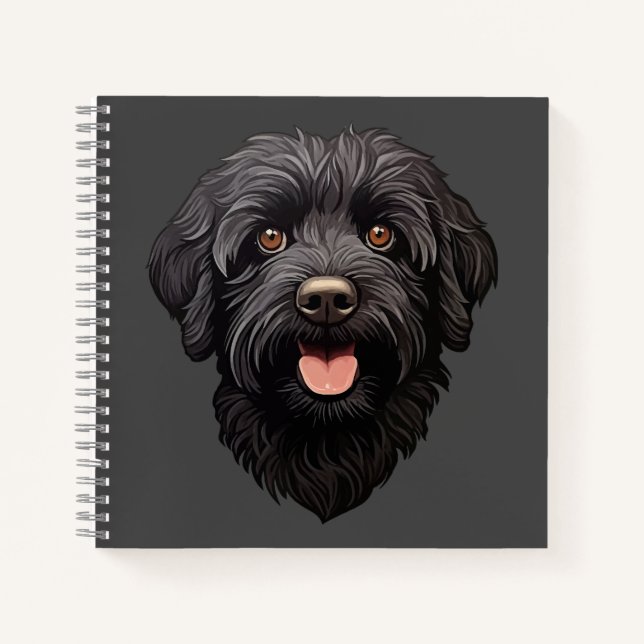 Carnet Labradoodle Chien Noir (Devant)