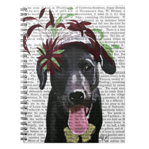 Carnet Labrador noir avec Fascinator vert