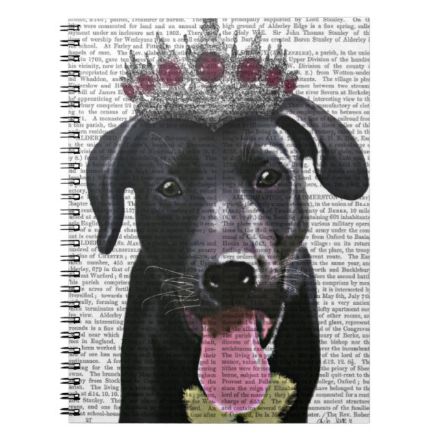 Carnet Labrador Noir Avec Tiara (Devant)