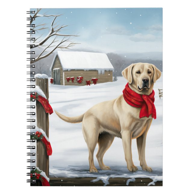 Carnet Labrador Retriever Chien dans la neige Noël (Devant)