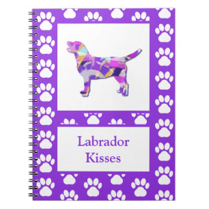 Carnet Labrador Retriever Chien Silhouette Paw Purple PY&