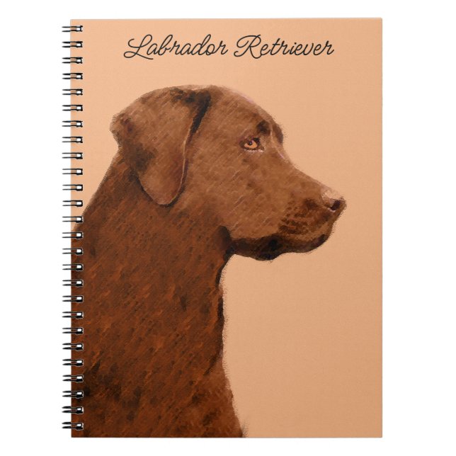 Carnet Labrador Retriever (Chocolat) Peinture - Chien Art (Devant)