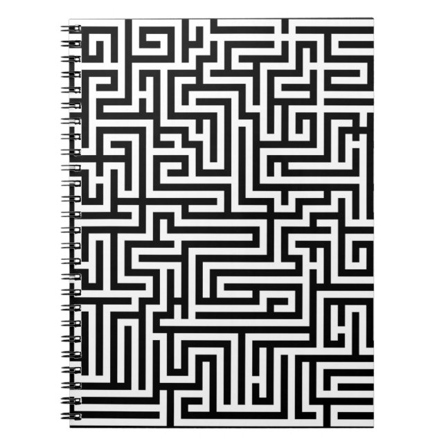 Carnet Labyrinthe en noir et blanc (Devant)