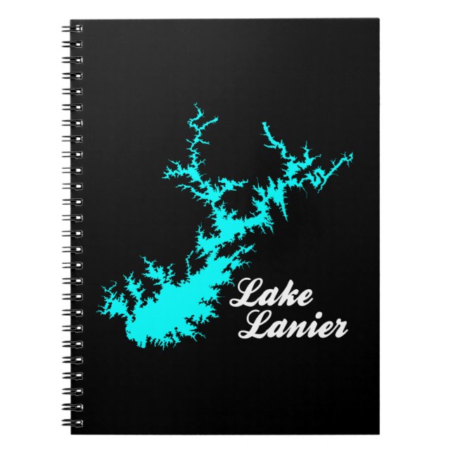 Carnet Lac Lanier Géorgie Cyan Rivage Carte Art Script (Devant)