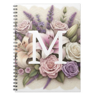 Carnet Lace monogramme lace rose laine lavande