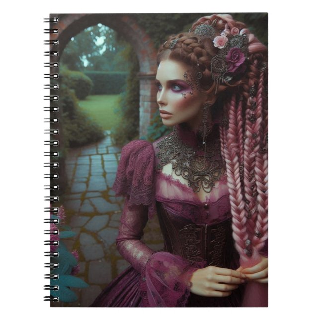 Carnet Lady Pink Steampunk Jardin victorien Vintage (Devant)