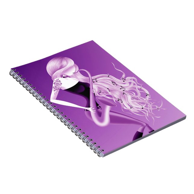 Carnet Lady Saxophoniste musicienne violette (Côté Droit)