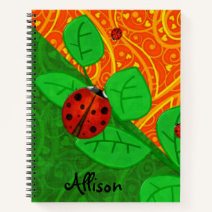 Carnet Ladybug Whimsey 3D Folk Art AJOUTER VOTRE NOM OBJE