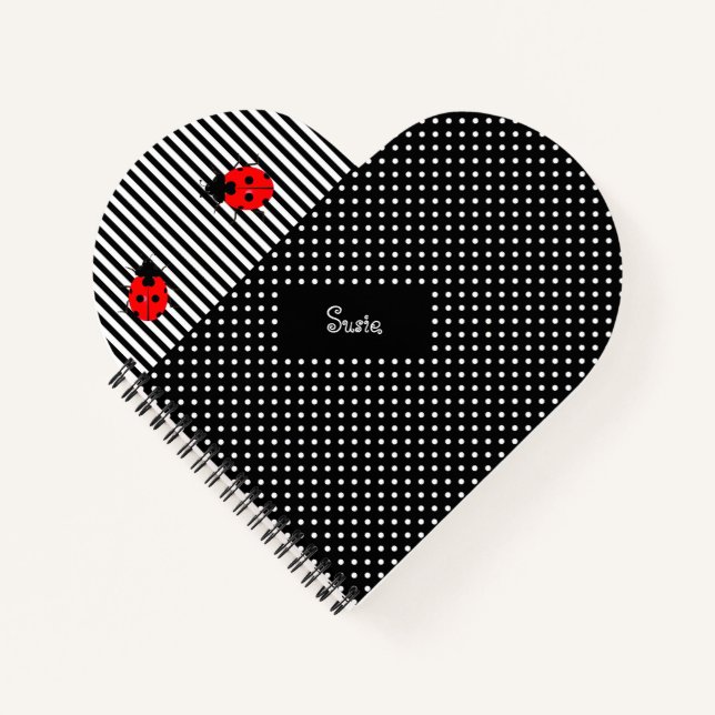 Carnet Ladybugs Heart Spiral Design École Personnalisée (Devant)