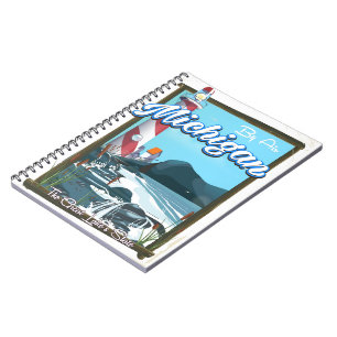 Carnet L'affiche de voyage du phare du Michigan!.