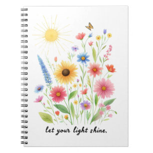 Carnet Laissez votre lumière briller fleurs et soleil