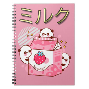 Carnet Lait de fraise Kawaii au Japon Shake Carton