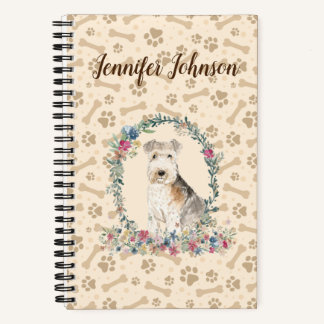 Carnet Lakeland Terrier Chien Empreinte de patte & Floral