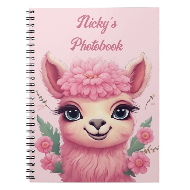 Carnet Lama bébé rose souriant (Devant)