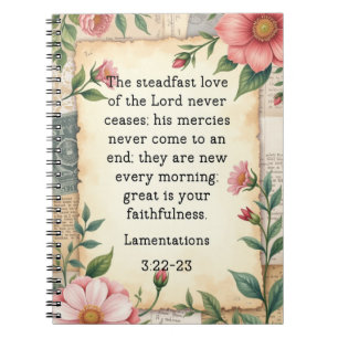 Carnet Lamentations 3:22–23 Conception Florale Vintage