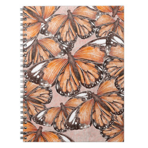 Carnet L'amiral rouge papillons Arrière - plan rose