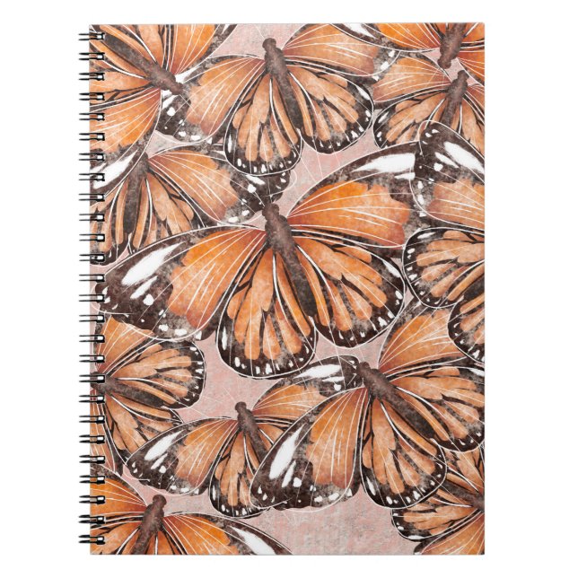 Carnet L'amiral rouge papillons Arrière - plan rose (Devant)