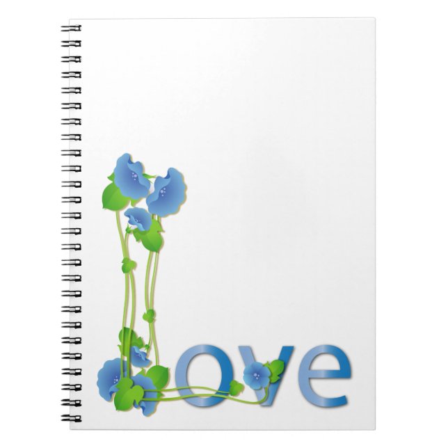 Carnet L'amour dans les fleurs bleues (Devant)