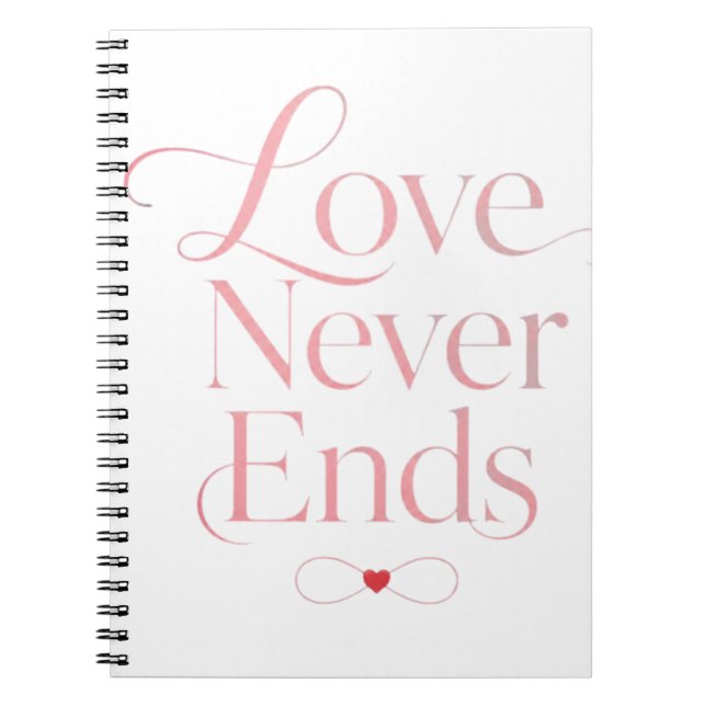 Carnet L'amour élégant ne finit jamais Rose Gold Typograp (Devant)