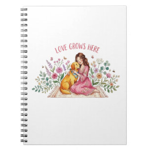 Carnet L'amour grandit ici Art floral Retriever doré
