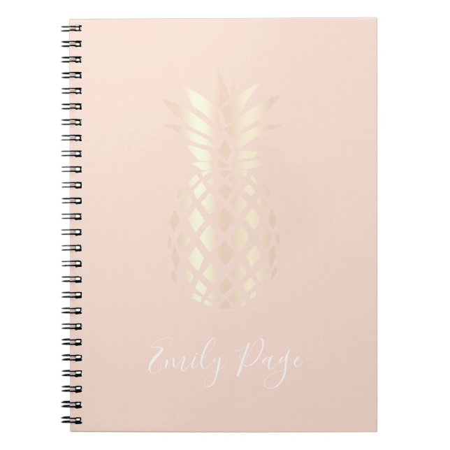 Carnet L'ananas rose d'or de joli en cuivre et rougissent (Devant)