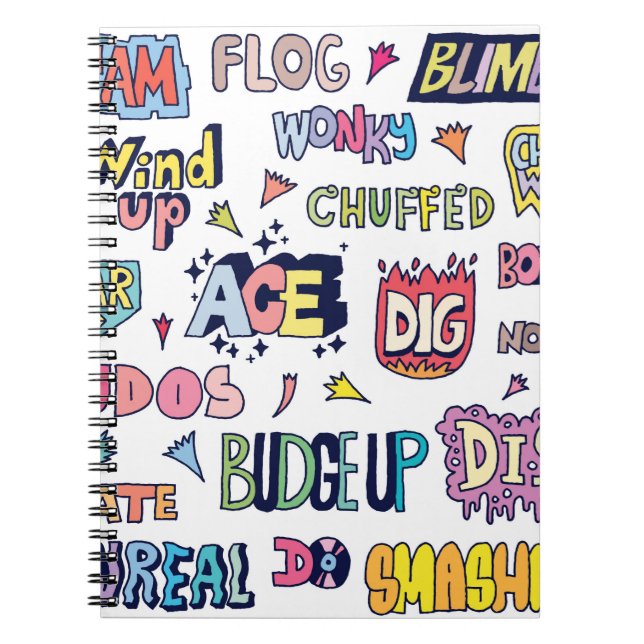 Carnet Langue Anglaise Populaire Mots Argot Doodle Lettre (Devant)