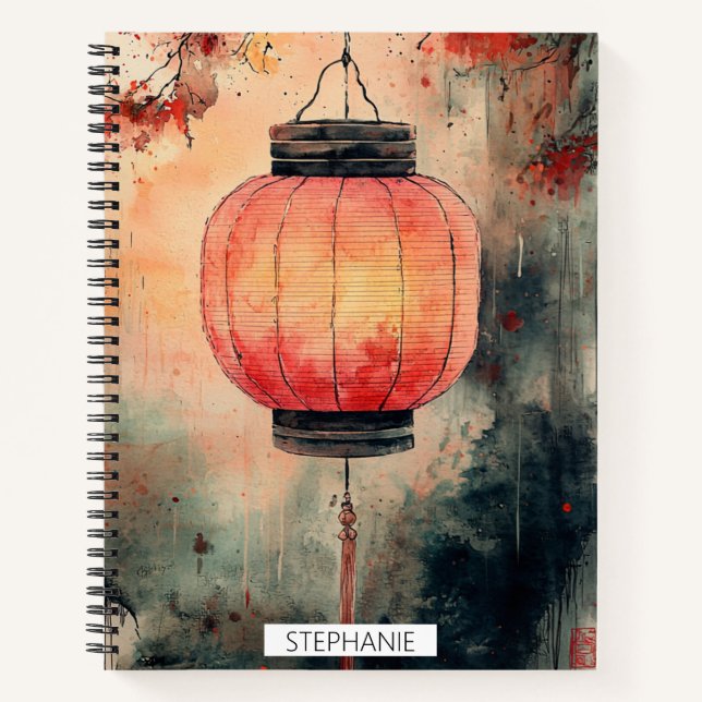 Carnet Lanterne d'automne Sumi-E Aquarelle (Devant)