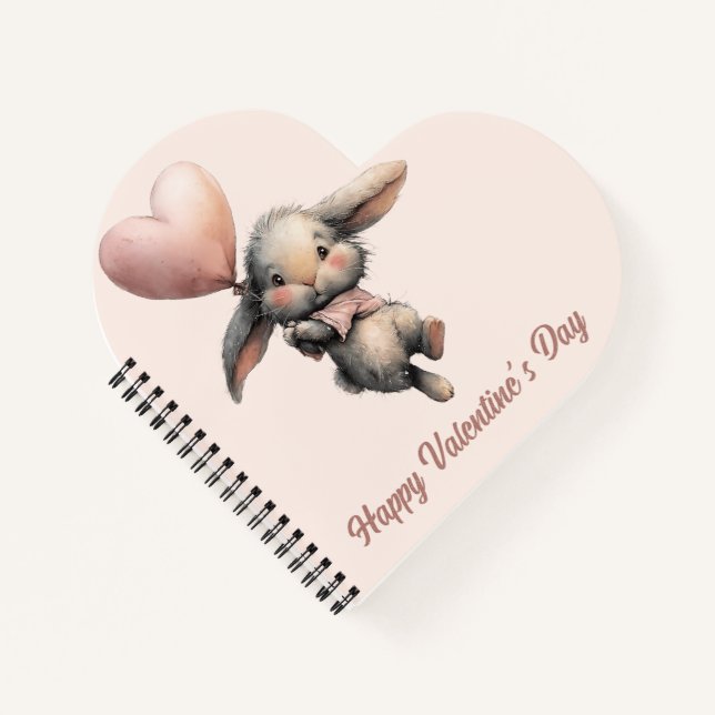 Carnet Lapin ballon coeur pour la Saint-Valentin (Devant)