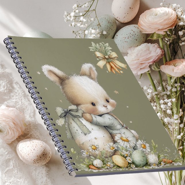 Carnet Lapin bébé mignon en pyjama avec un œuf de Pâques (Créateur téléchargé)