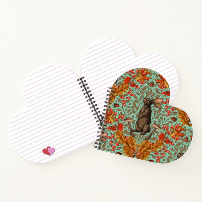 Carnet Lapin d'automne sur vert clair (Intérieur)