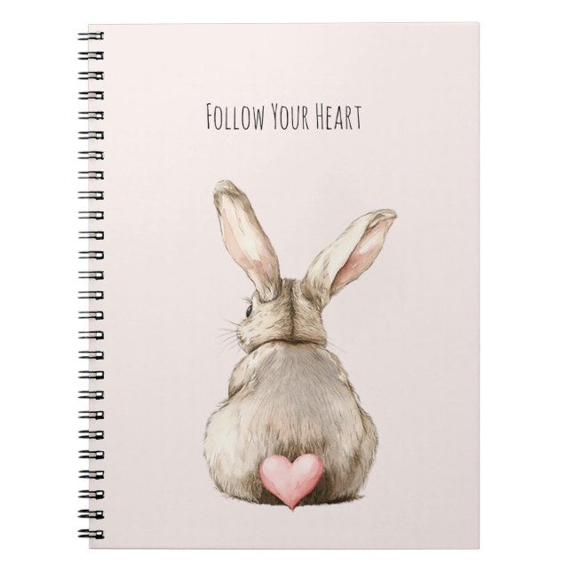 Carnet Lapin de coeur de lapin rose (Devant)