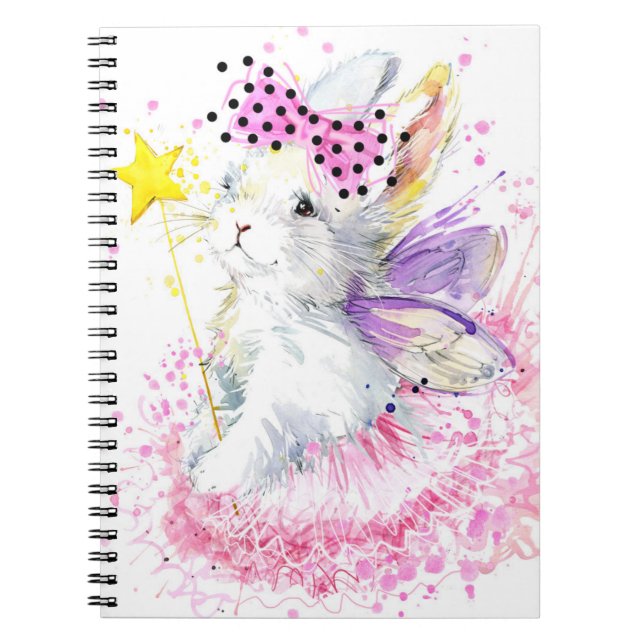 Carnet Lapin de fée d'aquarelle (Devant)