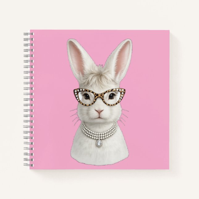 Carnet Lapin de mode drôle avec des lunettes léopard (Devant)