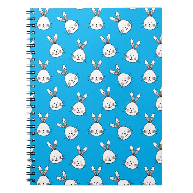 Carnet Lapin de Pâques blanc heureux mignon motif (Devant)