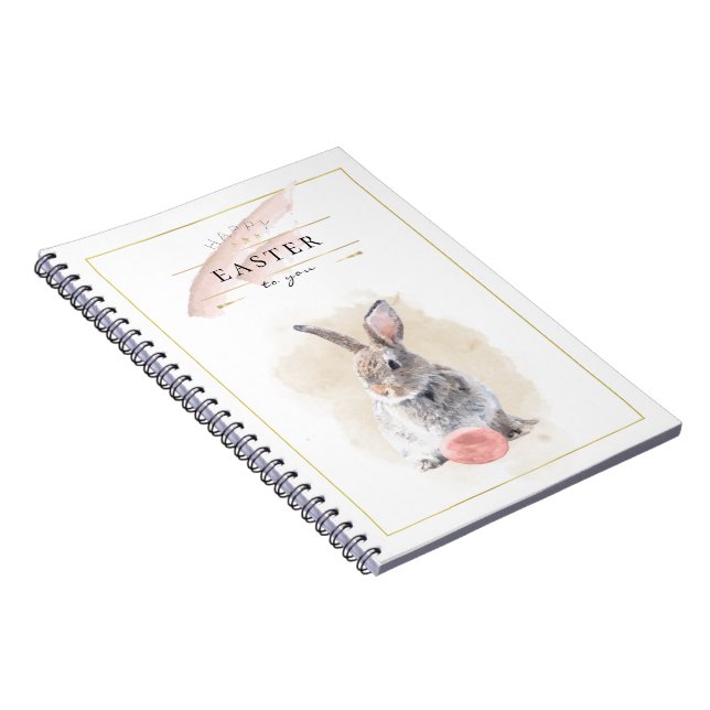 Carnet Lapin de Pâques élégant | Joyeuses Pâques Art Aqua (Côté Droit)