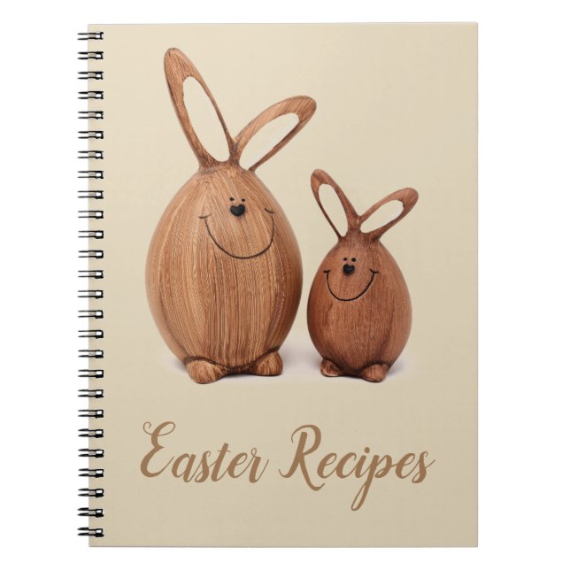 Carnet Lapin de Pâques en bois mignon (Devant)